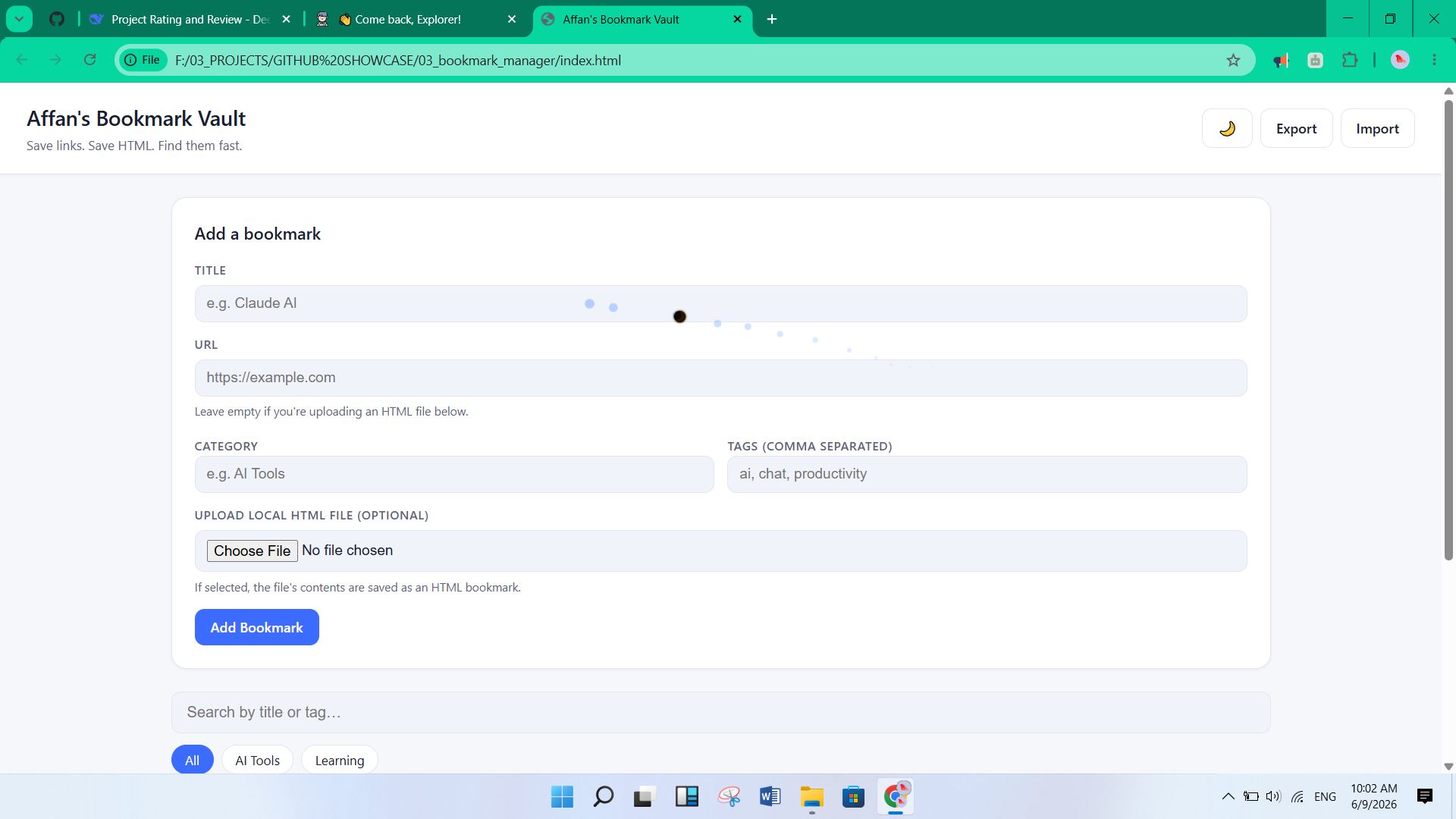 Bookmark Manager